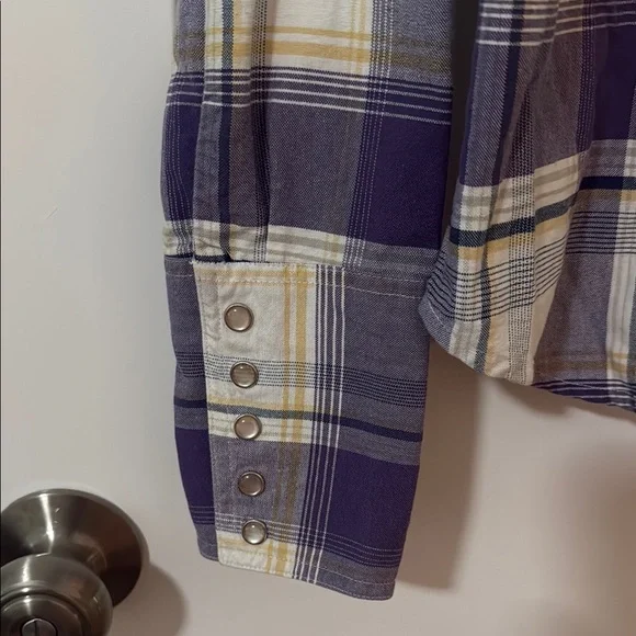Roper Women's Western Snap Button Purple Plaid Shirt Size L - Picture 4 of 7